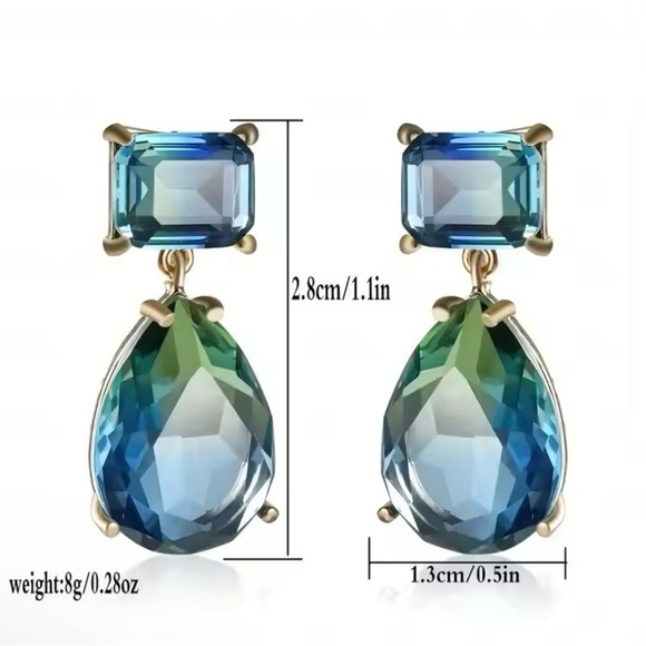 Luxury Trendy Water Drop Earrings For Women Girls Zirconia Crystal - Picture 4 of 5